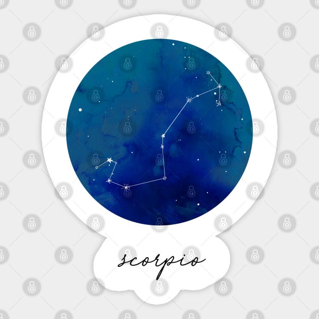 Scorpio Watercolor Zodiac Constellation Sticker by aterkaderk